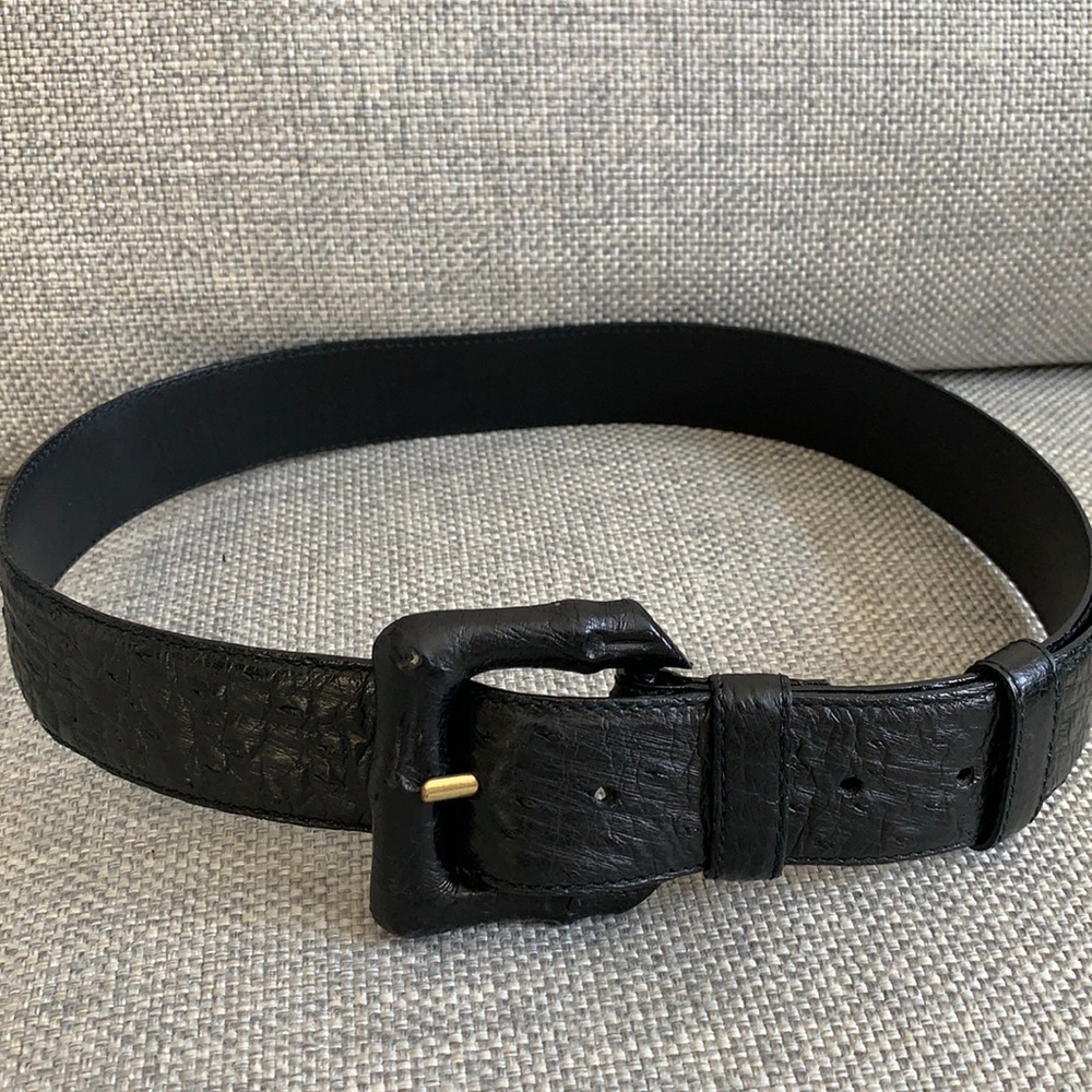 Vintage Gucci black ostrich leather belt